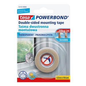 Dwustronna taśma montażowa przezroczysta tesa® POWERBOND 1,5m x 19mm