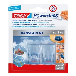 Haczyki samoprzylepne do ozdób tesa® POWERSTRIPS 2 szt. przezroczyste