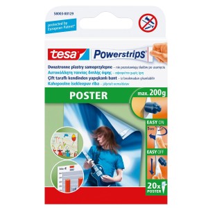 Plastry montażowe samoprzylepne tesa® POWERSTRIPS do plakatów 20 szt., do 0,2 kg