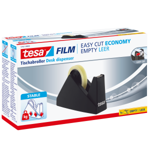 Dyspenser stacjonarny tesa® Easy Cut Economy do rolek 66m x 25mm, czarny