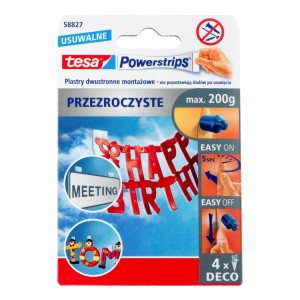 Plastry montażowe samoprzylepne tesa® POWERSTRIPS do dekoracji, 4 szt., przezroczyste