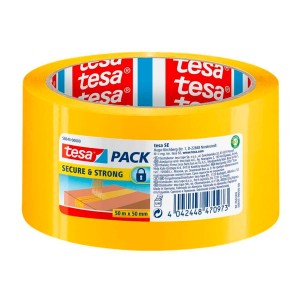 Taśma klejąca pakowa stemplująca tesapack® secure&strong 50 m x 50mm, żółta