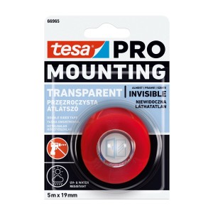 Dwustronna taśma montażowa tesa® PRO Mounting przezroczysta, 1,5m x 19mm