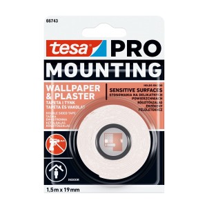 Dwustronna taśma montażowa tesa® PRO Mounting do tapet, 1,5m x 19mm