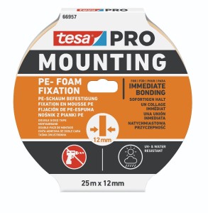 Dwustronna taśma montażowa tesa® PRO Mounting natychmiastowa przyczepność, uniwersalna, 25m x 12mm