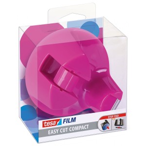 Dyspenser stacjonarny tesa® Compact, różowy + taśma biurowa tesafilm crystal clear 10m x 15mm