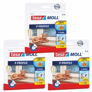 Uszczelka samoprzylepna do okien i drzwi gumowa tesamoll® PROFIL P 6m x 9mm, biała x3