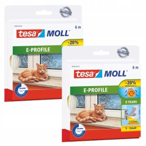 Uszczelka samoprzylepna do okien i drzwi gumowa tesamoll® PROFIL E 6m x 9mm, biała x2