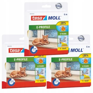 Uszczelka samoprzylepna do okien i drzwi gumowa tesamoll® PROFIL E 6m x 9mm, biała x3