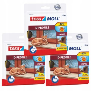 Uszczelka samoprzylepna do okien i drzwi gumowa tesamoll® PROFIL D 6m x 9mm, brązowa x3