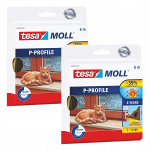 Uszczelka samoprzylepna do okien i drzwi gumowa tesamoll® PROFIL P 6m x 9mm, brązowa x2
