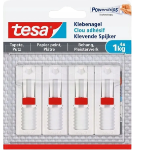 TESA Gwóźdź samoprzylepny do tynku i tapety - Haczyki na klej białe 1kg x4
