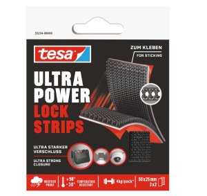 TESA ULTRA POWER LOCK STRIPS Rzep samoprzylepny w plastrach 5cmx25mm czarny