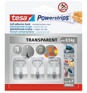 TESA POWERSTRIPS Haczyki metalowe samoprzylepne przezroczyste 0,5kg