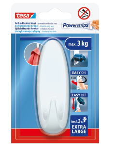 TESA POWERSTRIPS Haczyk hak samoprzylepny duży owalny biały wielorazowy 3kg