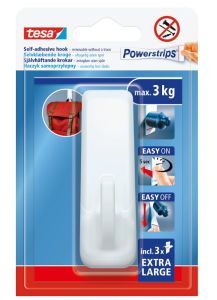 TESA POWERSTRIPS Haczyk hak samoprzylepny duży biały wielorazowy 3kg