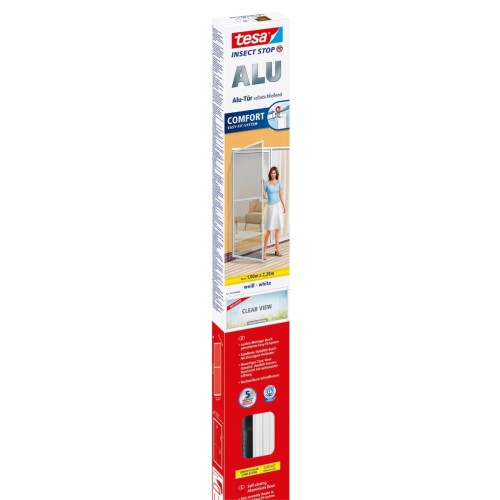 Moskitiera na drzwi balkonowe ramkowa aluminiowa tesa® COMFORT 1m x 2,2m, biała