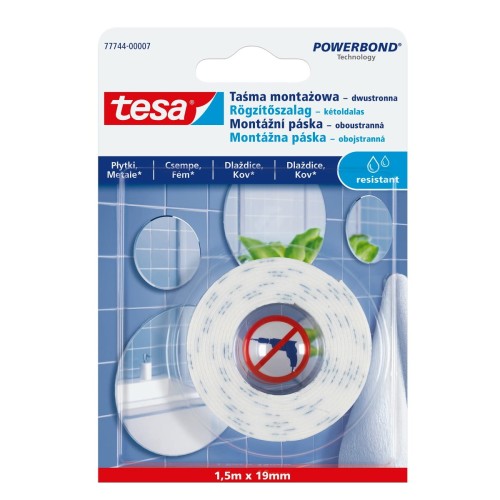 Dwustronna taśma montażowa piankowa tesa® wodoodporna do płytek i metalu 1,5m x 19 mm