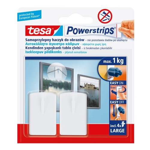 Haczyki samoprzylepne do obrazów tesa® POWERSTRIPS białe