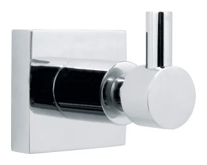 tesa HUKK Handtuchhaken, verchromter Edelstahl - Bad-Haken zur Wandbefestigung ohne Bohren, inkl. Klebelösung - 49mm x 55mm x 68mm