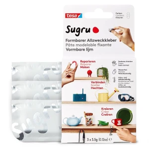 Sugru by tesa - Formbarer Allzweckkleber, 3er-Pack, 3 x 3,5 g, Weiß - vielseitige Klebeknete - zum Dekorieren, Kleben, Reparieren und für kreative DIY-Anwendungen
