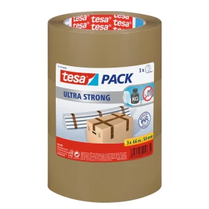 TESA Taśma samoprzylepna pakowa mocna do kartonów brązowa 3szt 66m x50mm
